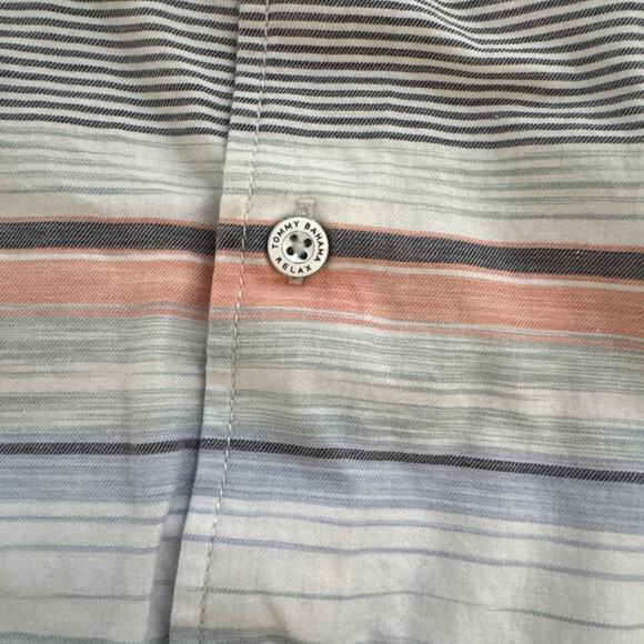 Tommy Bahama Collared Shirt Mens XL Pastel Striped Long Sleeve Preppy Flip Cuff - Picture 4 of 11